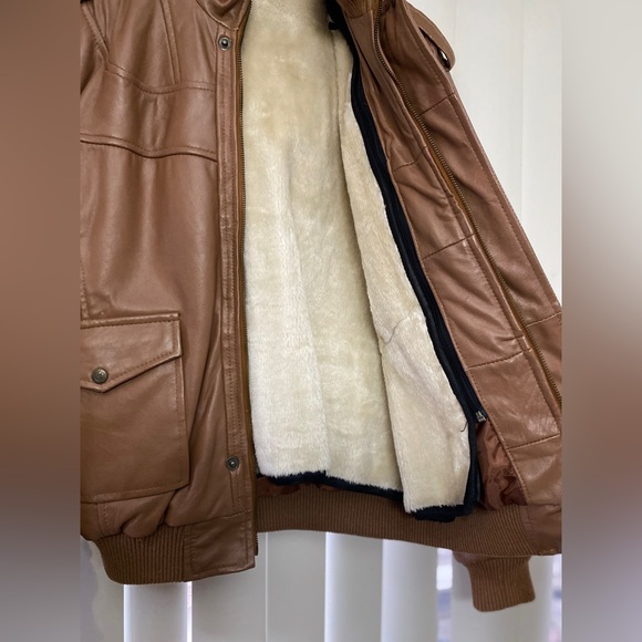 Mens Tan Leather Jacket - Picture 3 of 6